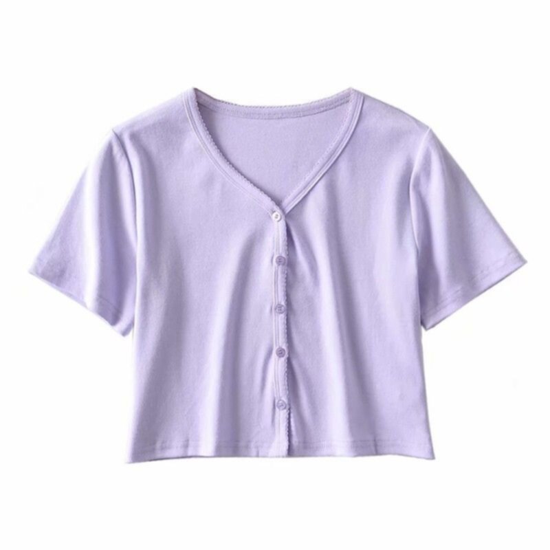 Summer Knitted Women Cardigan V-Neck  T-Shirt
